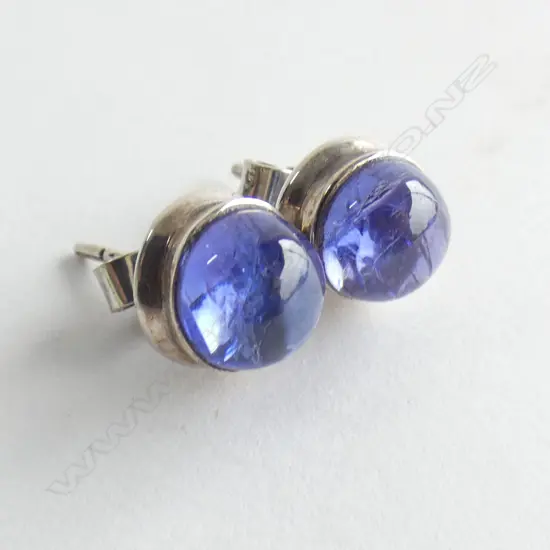 PR TANZANITE & 925 SILVER STUD EARRINGS