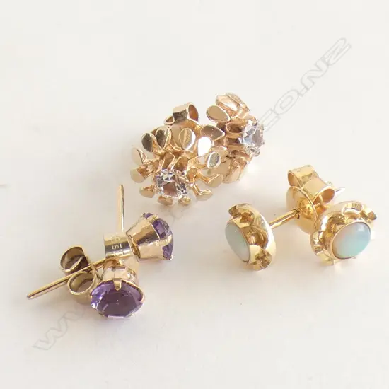 3prs studs opal, amethyst and clear brilliants