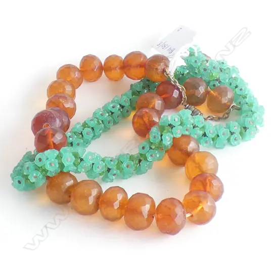 2 NECKLACES; BAKELITE & GLASS