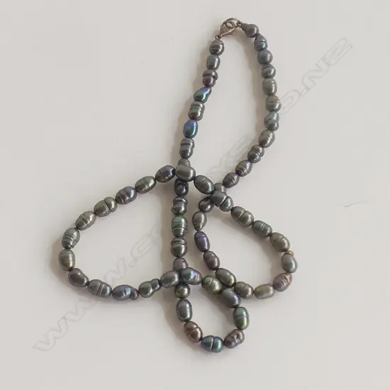 DARK BAROQUE PEARL NECKLACE EX.BERSMAN & SONS RAROTONGA 