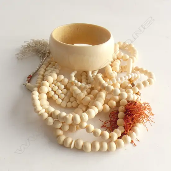IVORY BANGLE, NECKLACE & BRACELET + 2 BONE NECKLACES