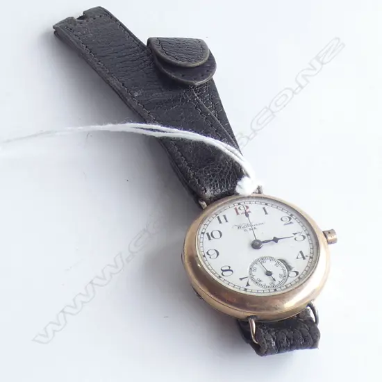 WALTHAM 1920'S 9CT GOLD WRISTWATCH A.F NO WINDER