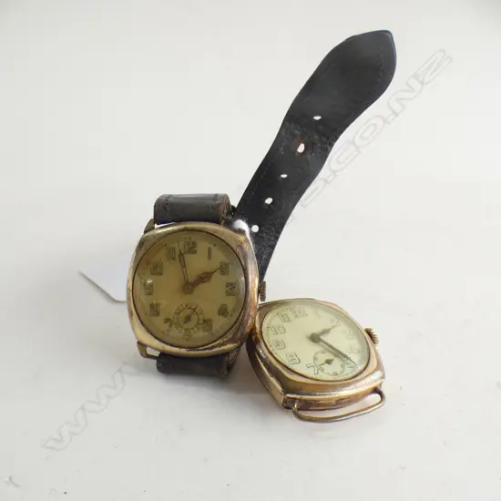 2 1920'S GENTS GOLD PLATED WRIST WATCHES both running