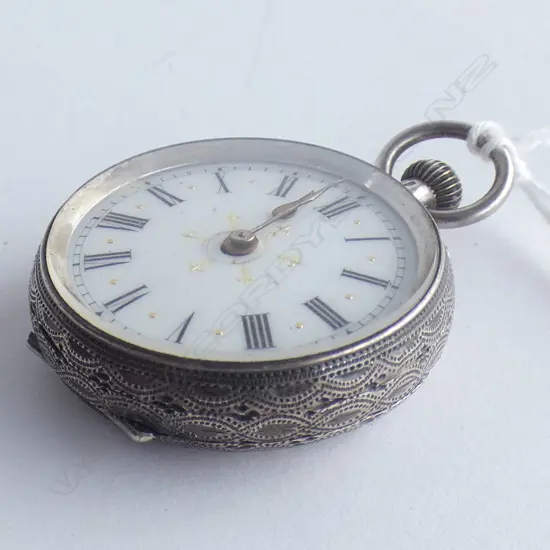 ANTIQUE SILVER OPEN FACE LADIES POCKET WATCH 