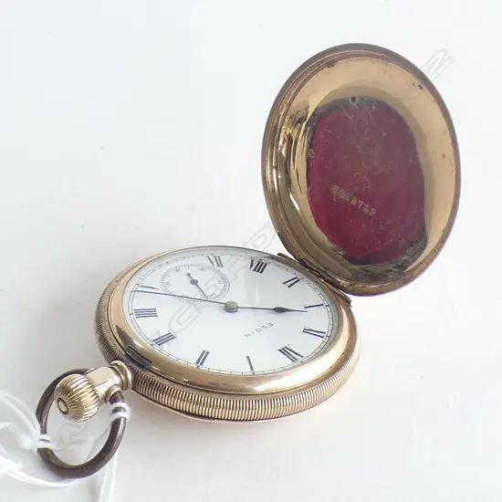 C1900 ELGIN HUNTER POCKET WATCH RUNNING 7 JEWEL