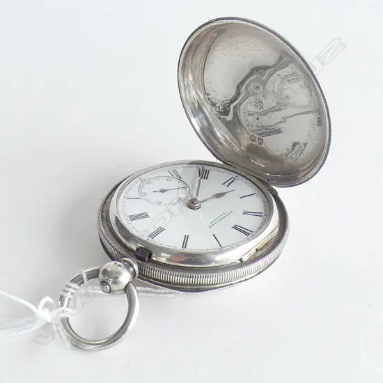 C1900 SILVER HUNTER ROTHERHAMS POCKET WATCH FUSSEE 1877 RUNNING