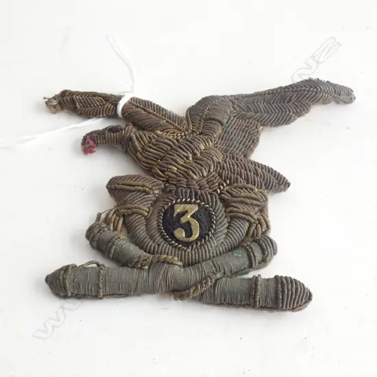 ANTIQUE GILT THREAD MILITARY BADGE