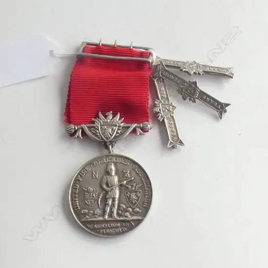TEUTENBERG NZ FIREMAN'S 5 YR MEDAL TO G.WATTS W 3x 2YR BARS