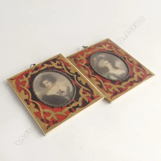 PR PORTRAIT MINIATURES IN GILDED FAUX TORTOISHELL FRAMES 140x115mm overall