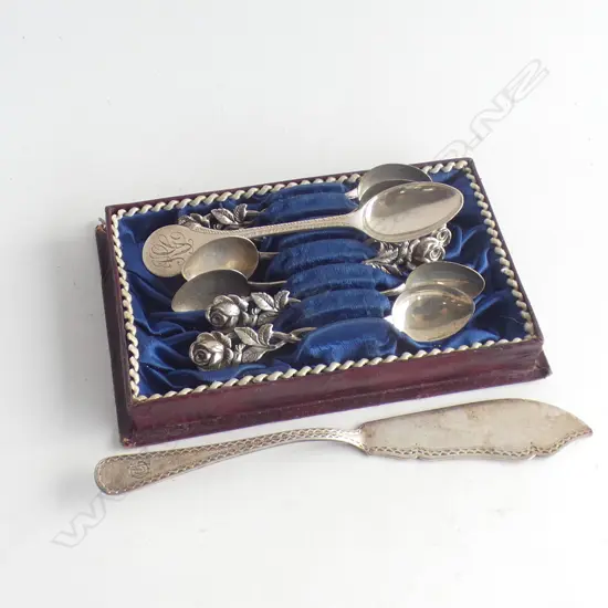 SET OF 6 STG ROSE TEASPOONS + 2 OTHER 85 GRAMS