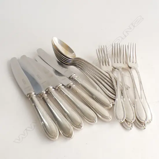 18 PCE 800 SILVER CUTLERY; 6 FORKS + 6 DESERT SPOONS (737 GRAMS) + 6 KNIVES