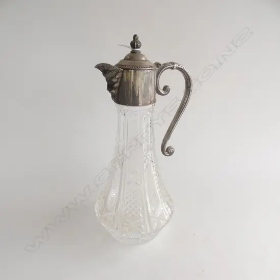 SILVER PLATE & PRESSED GLASS CLARET JUG H.280mm