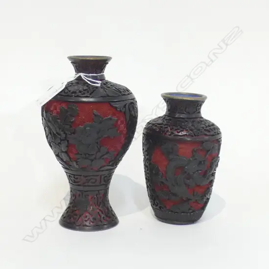 TWO CINNABAR VASE’S H.120mm-170mm