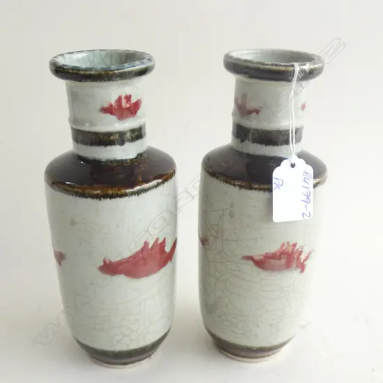 PR OLD PRIENTAL VASES RED BIRDS H.185mm