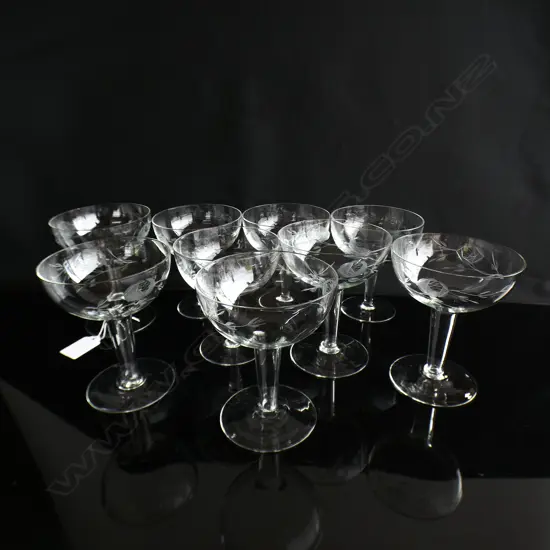 9 ROSE ETCHED GLASSES (5 HOLLOW STEM) H.115mm