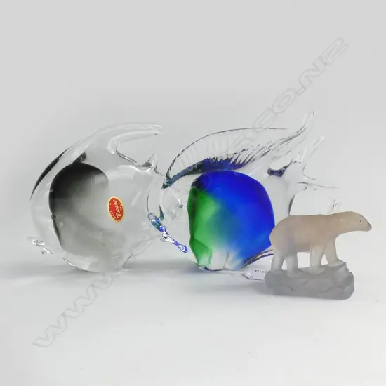 2 X MURANO ANGEL FISH + POLAR BEAR