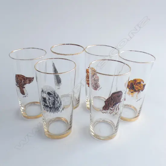 6 x VINTAGE DOG GLASSES