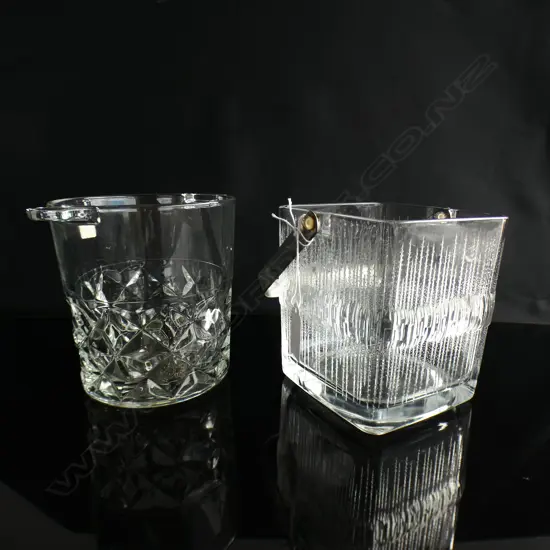 2 ICE BUCKETS; LUMINARC FRANCE & OTHER w. ICE DESIGN H.135mm