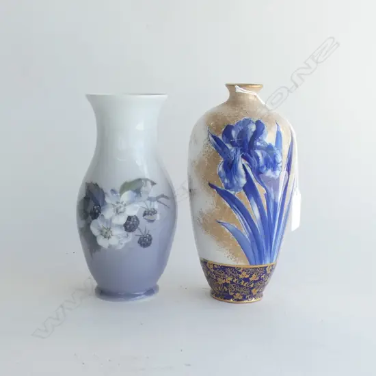 2 VASES; ROYAL DOULTON BLUE IRIS + ROYAL COPENHAGEN #2289 H.180mm