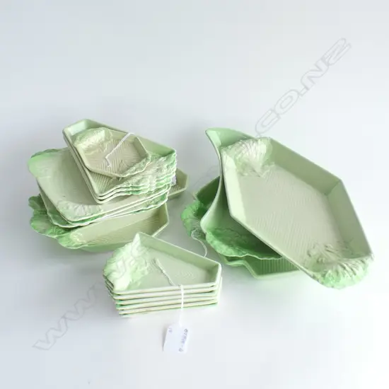 18 PCS CARLTON WARE ART DECO LETTUCE LEAF DISHES C1940-50's 