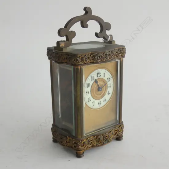 (20151) ANTIQUE DECORATIVE BRASS CARRIAGE CLOCK  H. 165mm