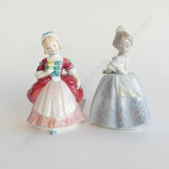 LLADRO GIRL FIGURINE (H 140MM) + ROYAL DOULTON FIGURINE 'VALERIE'  (H 140MM)