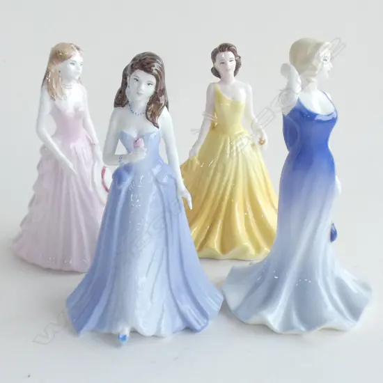 4 COALPORT FIGURINES; AMANDA, ELLIE, CINDY & DEBUTANTE PAULA H.140mm