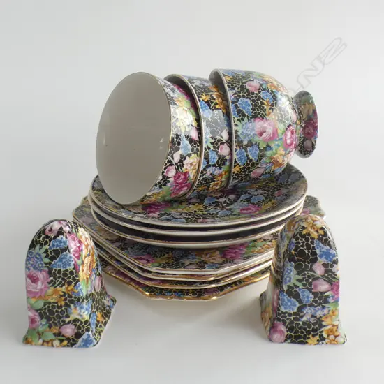 3 ROYAL WINTON 'HAZEL' TRIOS + S & P SHAKERS + SPARE PLATE