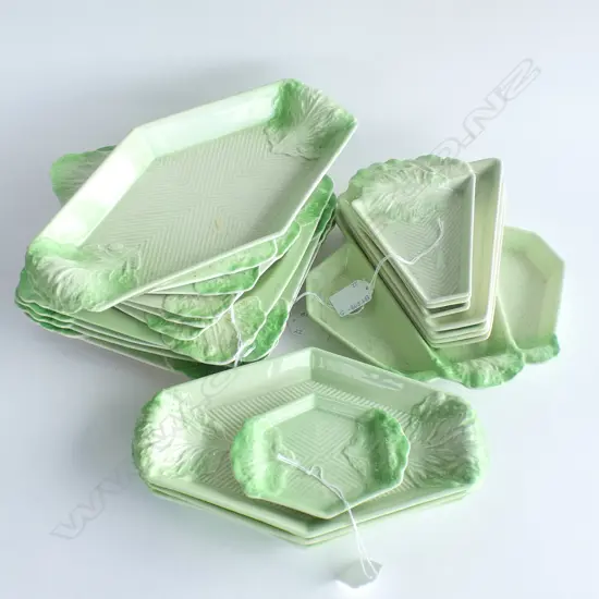 22PCS CARLTON WARE ART DECO LETTUCE LEAF DISHES C1940-50's SOME A/F