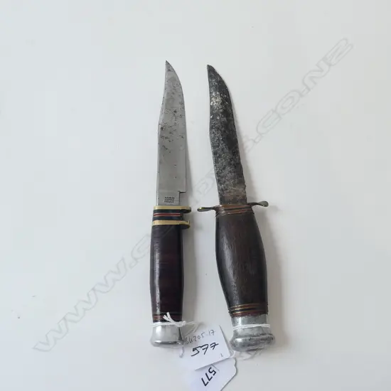 MILBRO KAMPA BOWIE HUNTING KNIFE & OLD (OXIDISED BLADE) BOY SCOUT KNIFE (NO SCABBARDS)