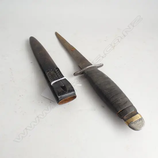 SHEATHED DAGGER WITH COINS DECORATING SHEATH L. 290mm