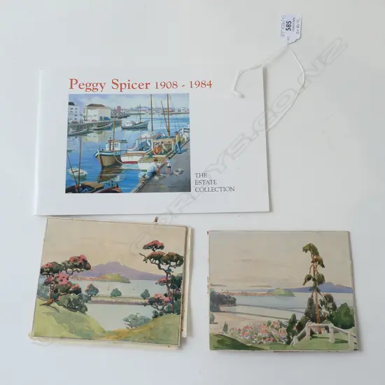 2 SMALL UNFRAMED PEGGY SPICER W/Cs w. RANGITOTO 120x140mm + BOOKLET