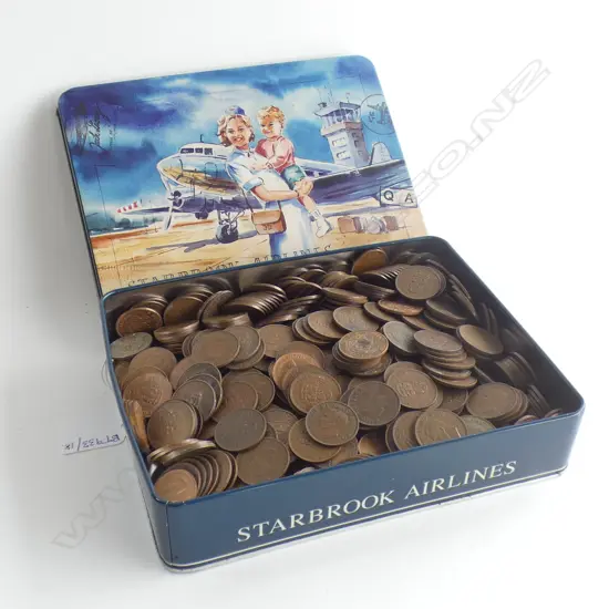 3KG TIN NZ HALF PENNIES 