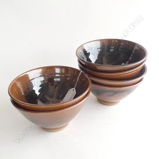 PETER STICHBURY SET 6 TENMOKU BOWLS