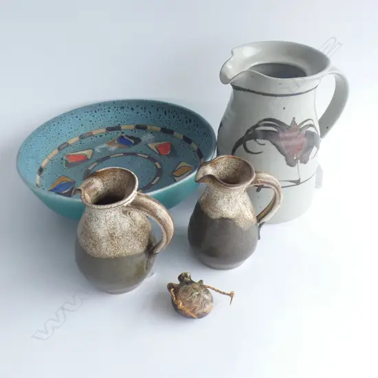 STUDIO POTTERY JUG IMPRESSED MARK OF ROYCE MCGLASHAN H. 190mm...