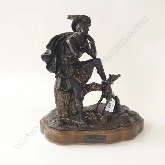R. S. CERDAN BRONZE HIGHLANDER w. DOG H.300mm