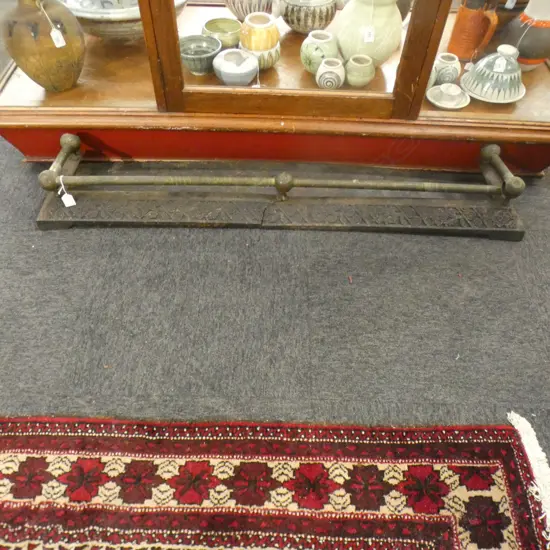 #TIPPED ### ANTIQUE CAST IRON & BRASS FIRE FENDER 1200x260mm BROKEN/CRACKED