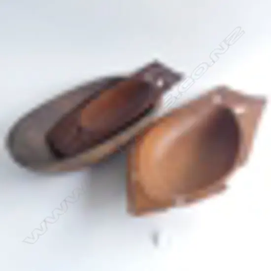 3 WOODEN CARVED BOWLS: 2 TROBIAN ISLAND (LARGEST L.375mm) & 1 PACIFIC ISLAND (L..500mm)