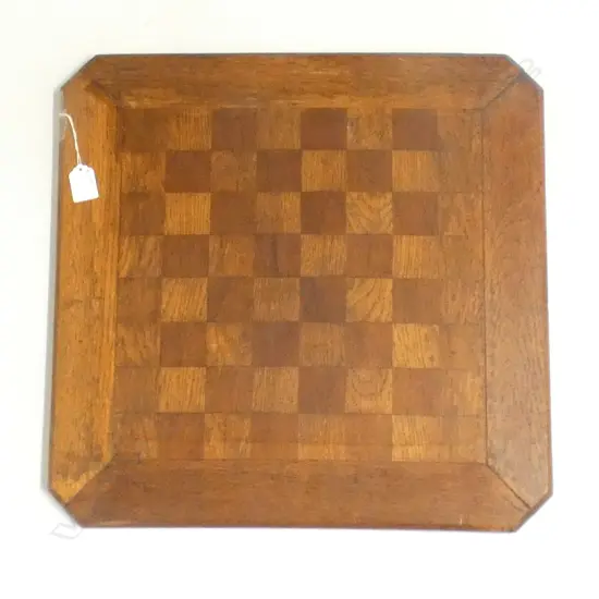 VINTAGE OAK CHESS BOARD 470x470mm