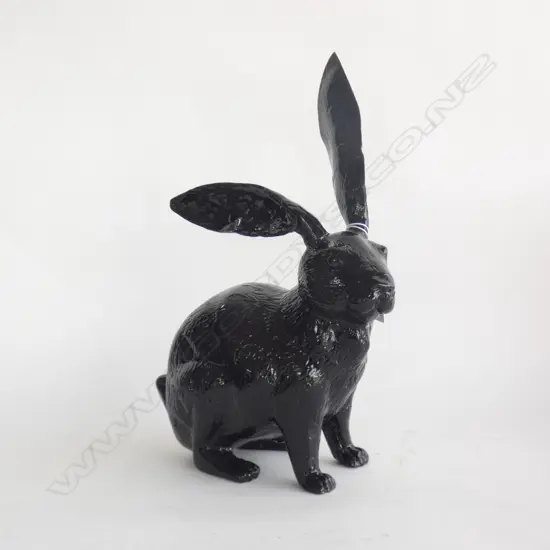 BLACK RESIN HARE RABBIT H.330mm