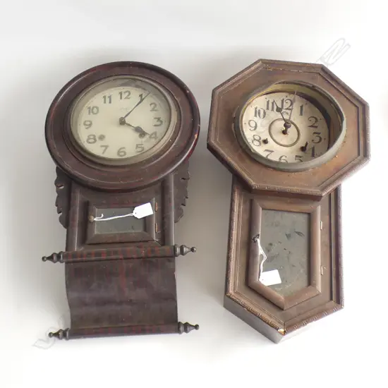 2 VINTAGE WALL CLOCKS AF H.580mm
