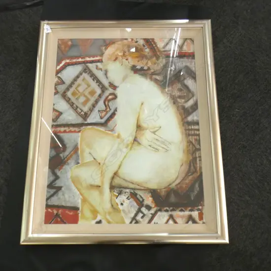 LARGE PASTEL PRINT; NUDE SIGNED WOOLRIDGE 800x600mm