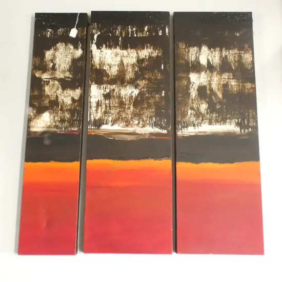 ABSTRACT MIXED MEDIA TRIPTYCH ON CANVAS - AMANDA JAKICH NZ 