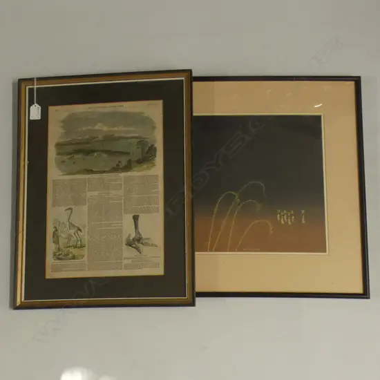 2 ARTWORKS; BALINESE PAINTING 310x310mm + 'MOA' LONDON ILLUSTRATED NEWS 1850 