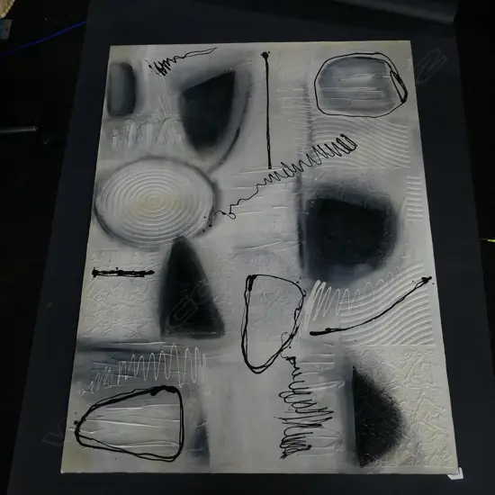 LARGE ABSTRACT BLACK & WHITE ARTWORK 1220x915mm