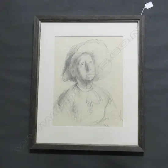 RON STEINBERG 'WOMAN IN A HAT' PENCIL W. 300mm x H. 400mm
