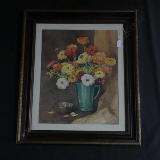 ARTIST UNKNOWN (FH) W/C 'STILL LIFE WITH RANUNCULAE' 470 X 370mm c1940