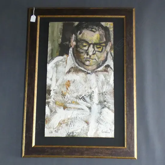 SUZANNE GOLDBERG OIL PORTRAIT OF HER FATHER 1965 600x330mm 