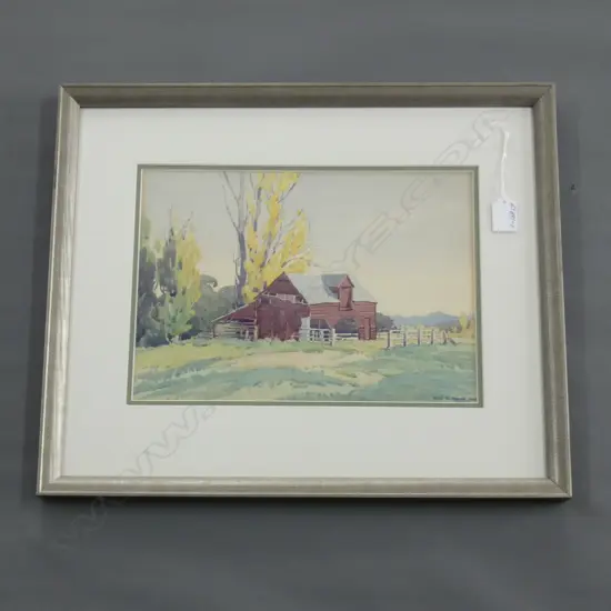 ERIC N GULLY RED BARN WATERCOLOUR 1936 235x325mm