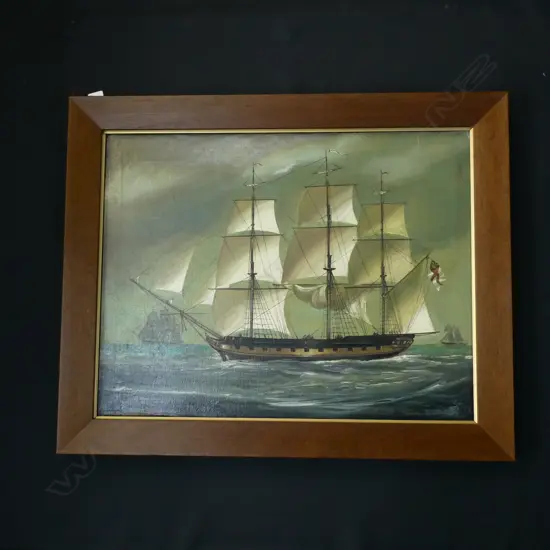 REPRODUCTION 18thC STYLE BRITISH FRIGATE OIL 435x560mm